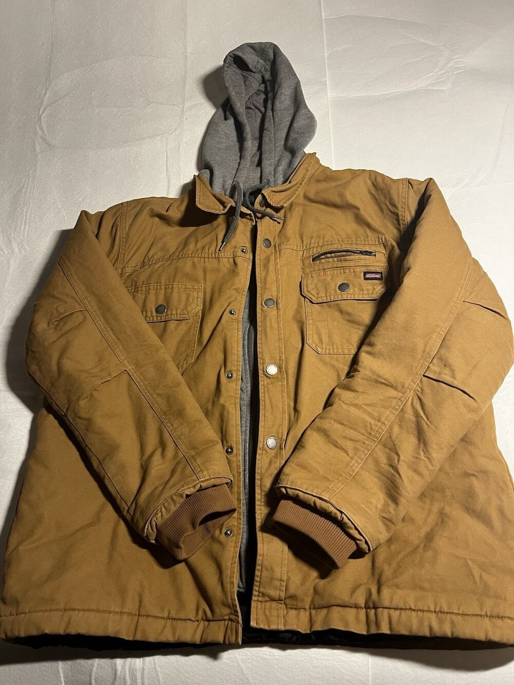 Genuine Dickies Men’s XL Brown Duck Canvas Hooded Work Jacket Quilted Lined